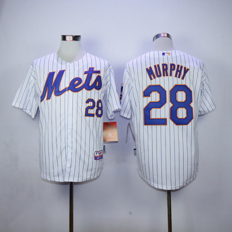 Men New York Mets #28 Murphy White Stripe MLB Jerseys->->MLB Jersey